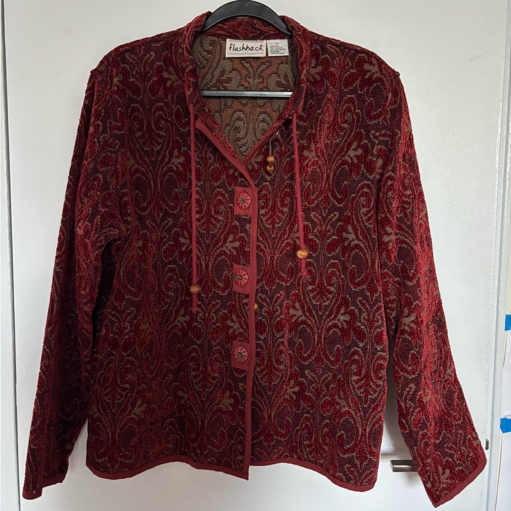Vintage Flashback Red Tapestry Bead Jacket